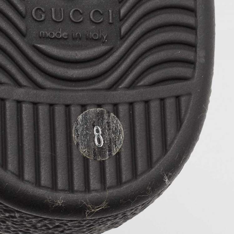 Pre Owned Gucci Black Leather Ace Web Low Top Sneakers Size 42