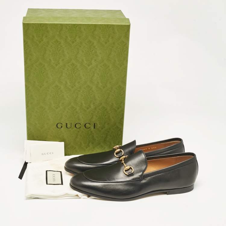 مملوكة مسبقًا Gucci Black Leather Jordaan Loafers Size 43