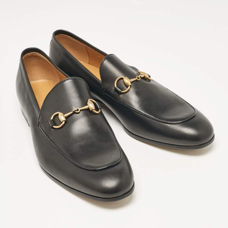 مملوكة مسبقًا Gucci Black Leather Jordaan Loafers Size 43