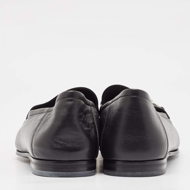 Pre Owned Gucci Black Leather Kingnake Applique Brixton Loafers Size 44.5