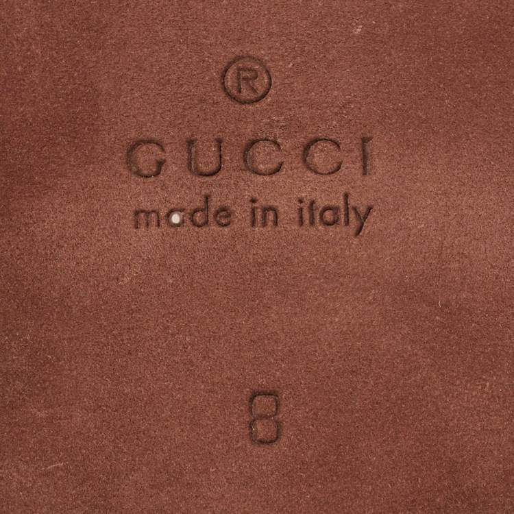 مملوكة مسبقًا Gucci Brown Leather Interlocking G Logo Slides Size 42