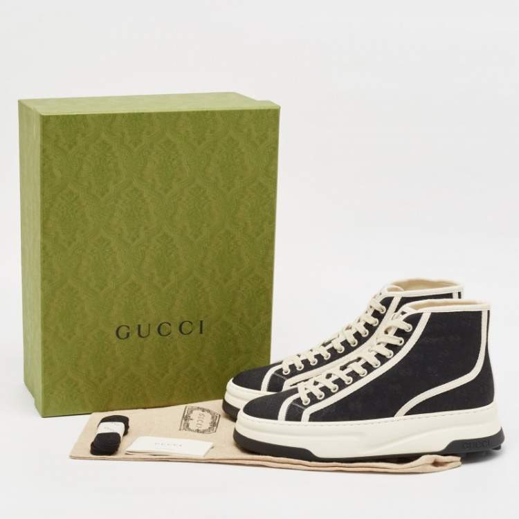 Pre Owned Gucci Black GG Canvas Tennis 1977 Treck Sneakers Size 42