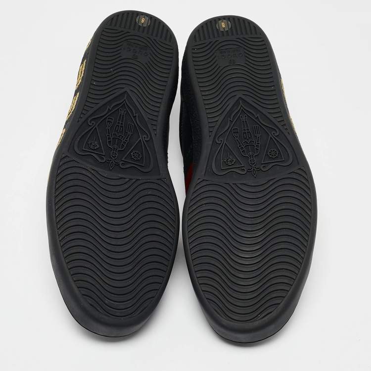 Pre Owned Gucci Black Leather Guccy Ace Sneakers Size 42