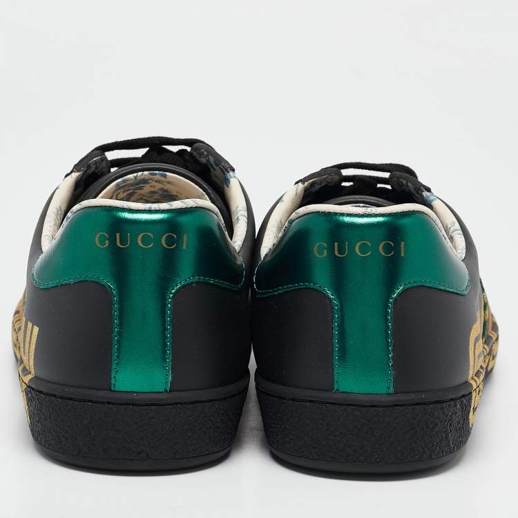 Pre Owned Gucci Black Leather Guccy Ace Sneakers Size 42