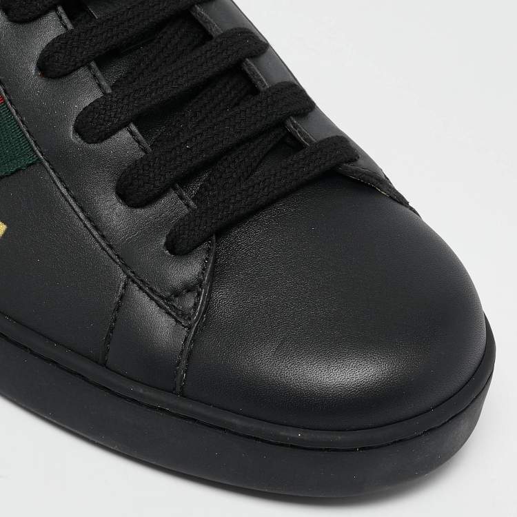 Pre Owned Gucci Black Leather Guccy Ace Sneakers Size 42