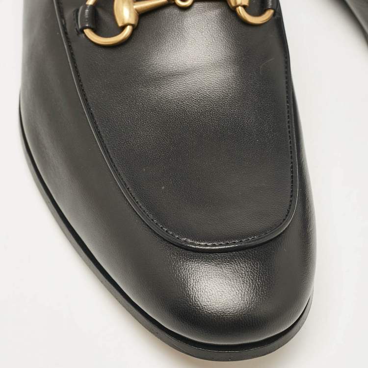 Pre Owned Gucci Black Leather Horsebit Foldable Loafers Size 43