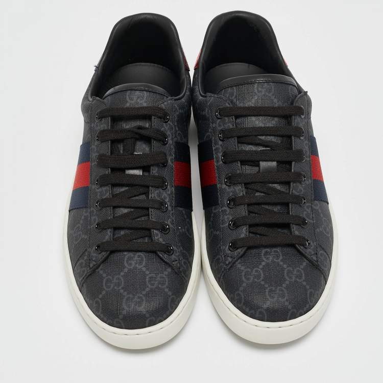 Pre Owned Gucci Black GG Supreme Canvas Web Ace Sneakers Size 41