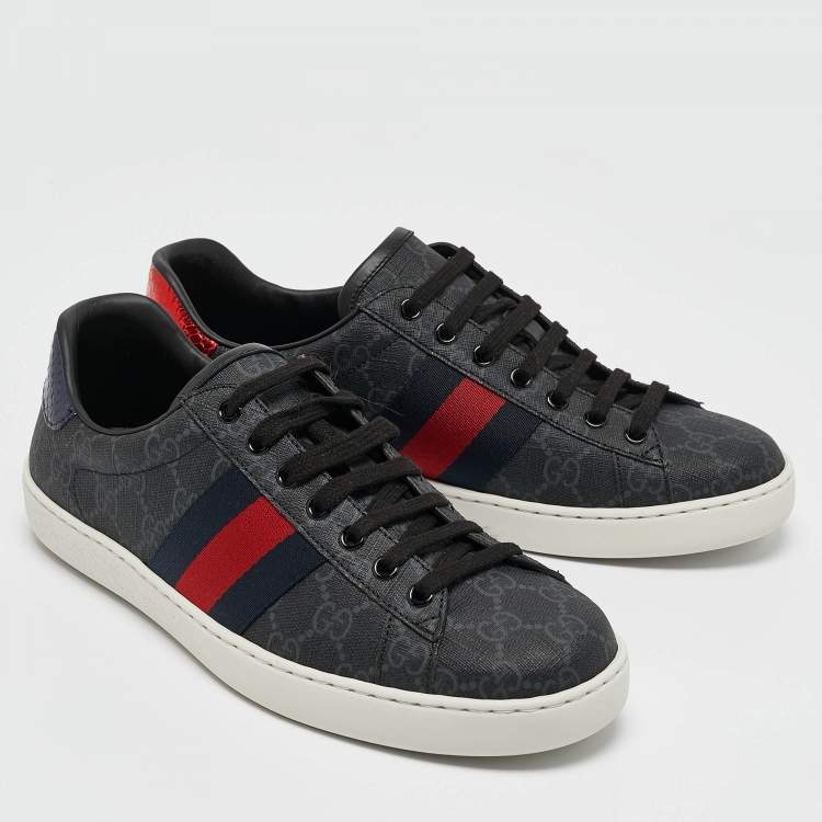 Pre Owned Gucci Black GG Supreme Canvas Web Ace Sneakers Size 41