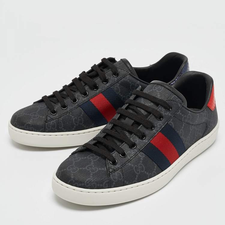 Pre Owned Gucci Black GG Supreme Canvas Web Ace Sneakers Size 41