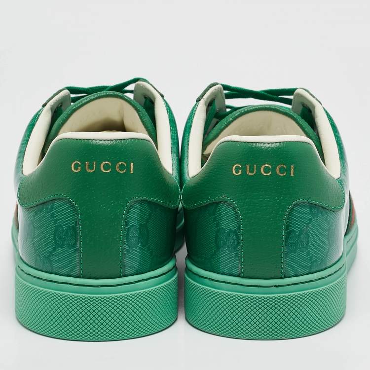 Pre Owned Gucci Green GG Crystal Canvas Ace Sneakers Size 43.5