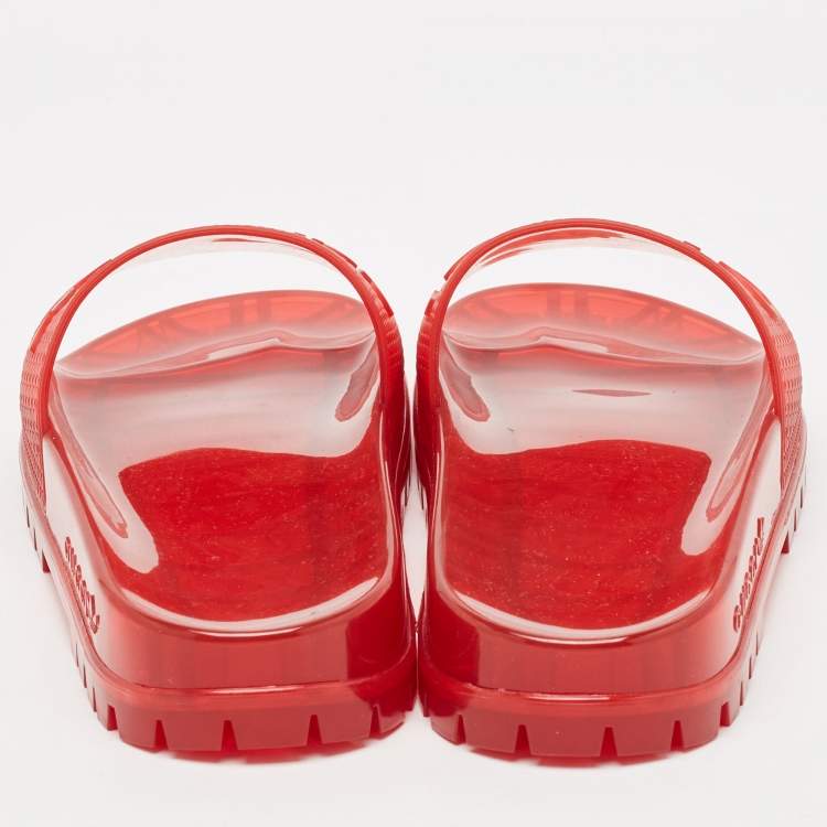 مملوكة مسبقًا Gucci x Adidas Red Rubber Adilette Flat Slides Size 41