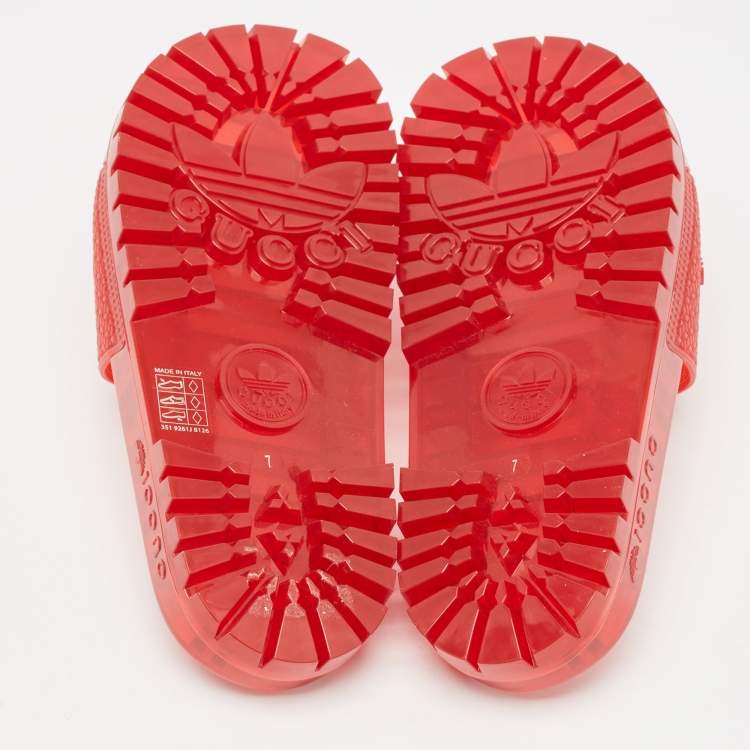 مملوكة مسبقًا Gucci x Adidas Red Rubber Adilette Flat Slides Size 41