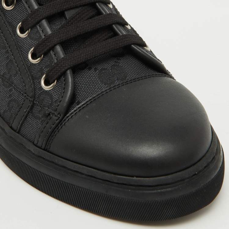 Pre Owned Gucci Black GG Canvas and Leather Low Top Sneakers Size 40.5