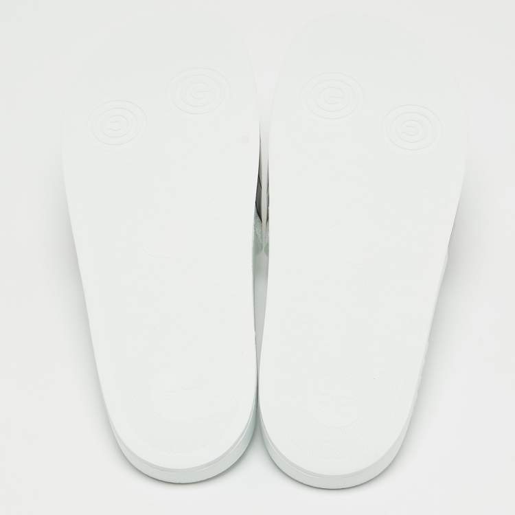 Pre Owned Gucci White Rubber Pursuit 72 Pool Slides Size 45