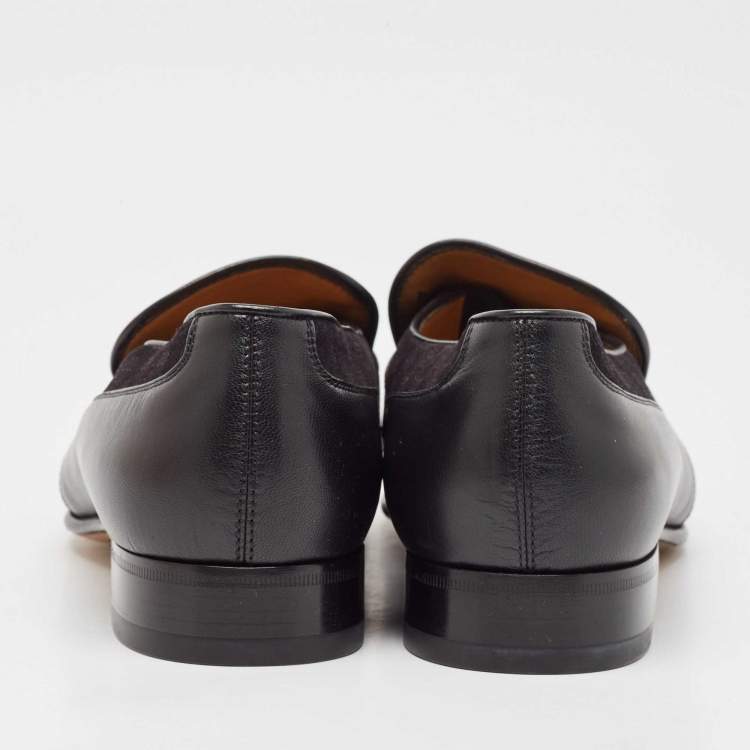 مملوكة مسبقًا Gucci Black Leather and Suede Slip On Loafers Size 42