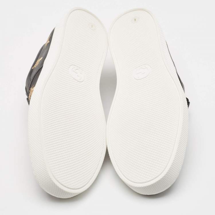Pre Owned Gucci Black Leather Bees Slip On Sneakers Size 40