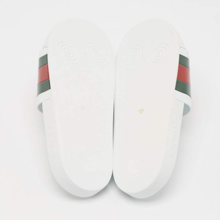 Pre Owned Gucci White Rubber Pursuit 72 Pool Slides Size 41
