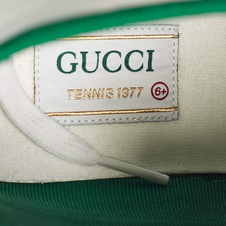 Pre Owned Gucci White Leather Tennis 1977 High Top Sneakers Size 40.5