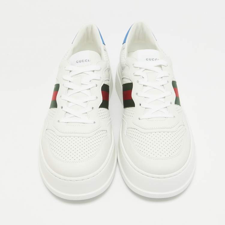 Pre Owned Gucci White Leather Web Chunky  Lace Up Sneakers Size 46