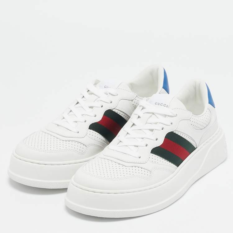 Pre Owned Gucci White Leather Web Chunky B Sneakers Size 42