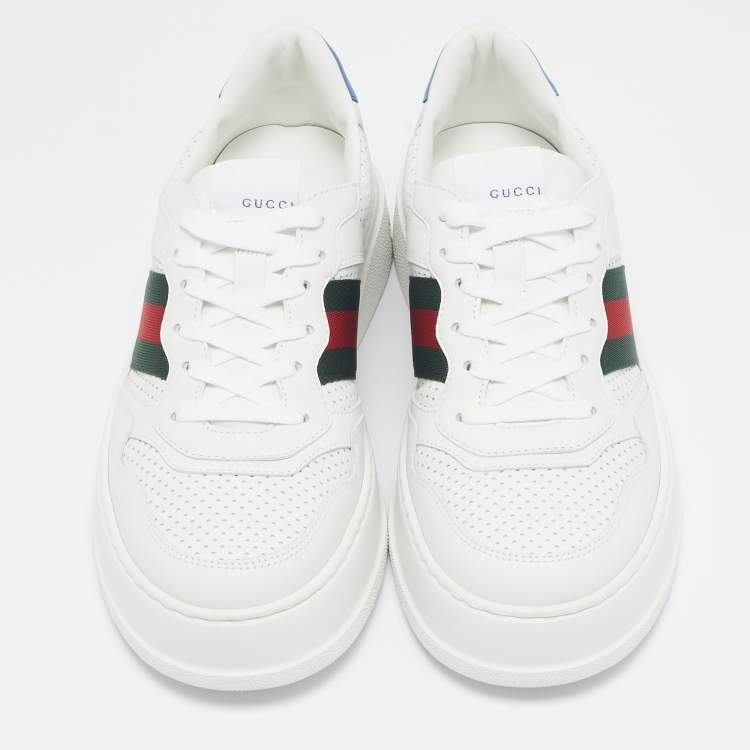 Pre Owned Gucci White Leather Web Chunky B Sneakers Size 42