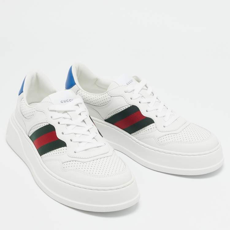 Pre Owned Gucci White Leather Web Chunky B Sneakers Size 42
