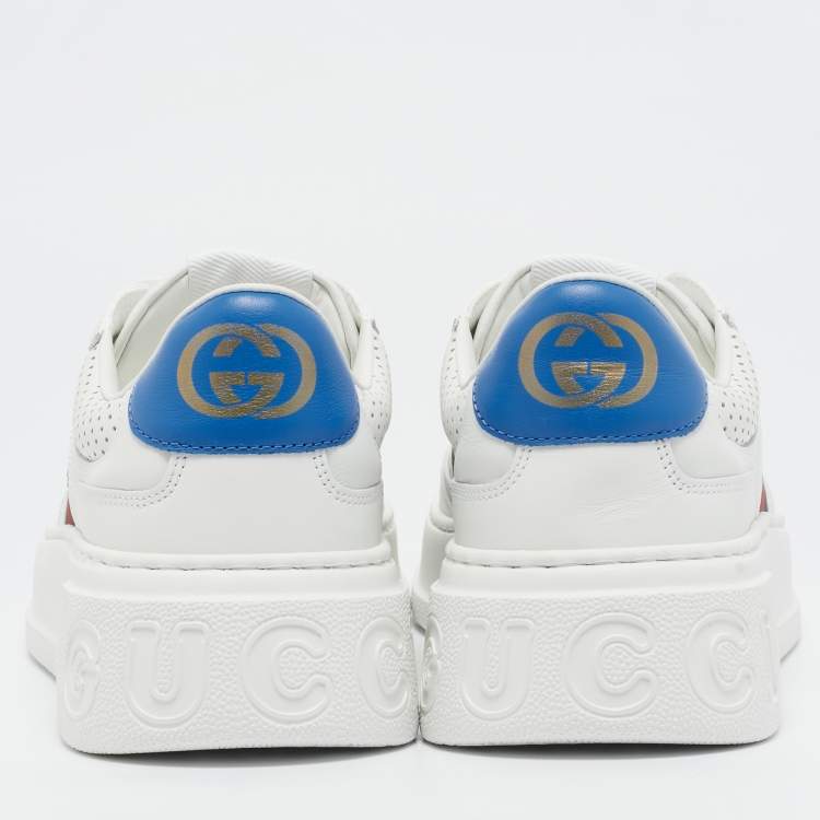 Pre Owned Gucci White Leather Web Chunky B Sneakers Size 42