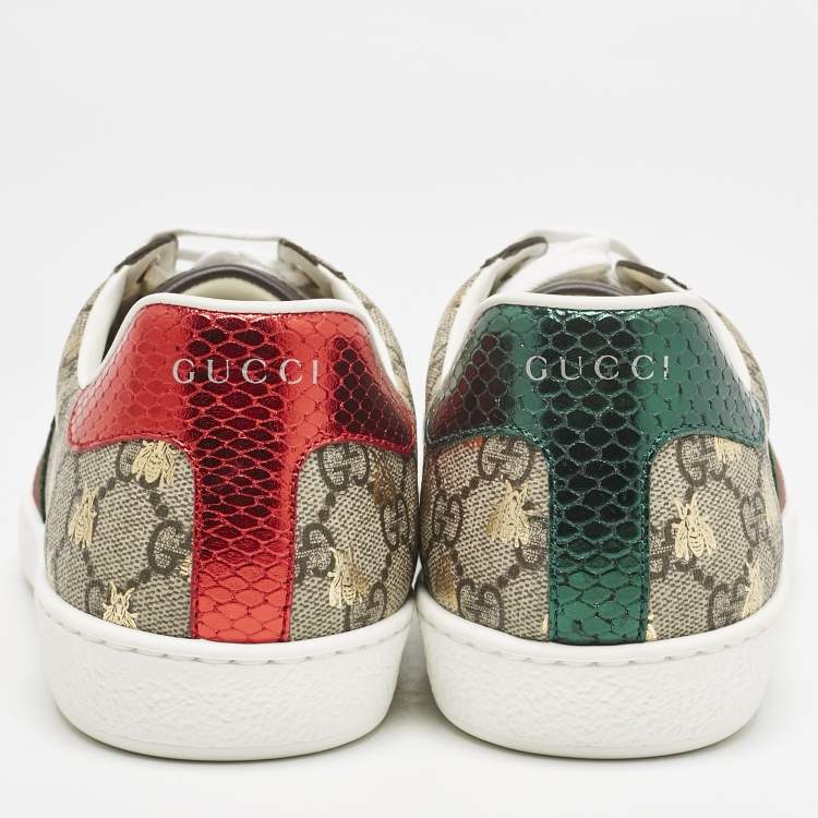 Pre Owned Gucci Beige/Brown GG Supreme Canvas Bee Ace Sneakers Size 43.5