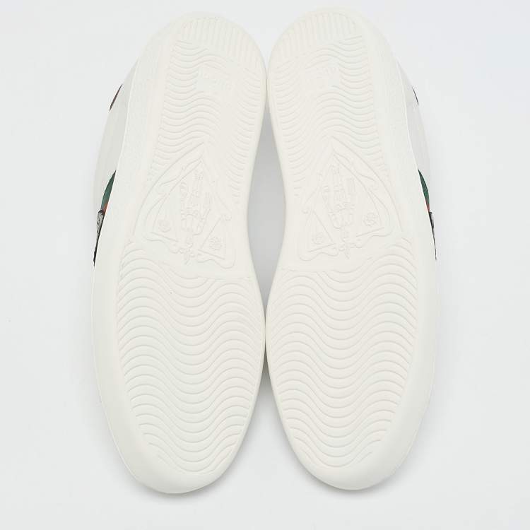 Pre Owned Gucci White Leather and Water Snake Ace Low Top Sneakers Size 40