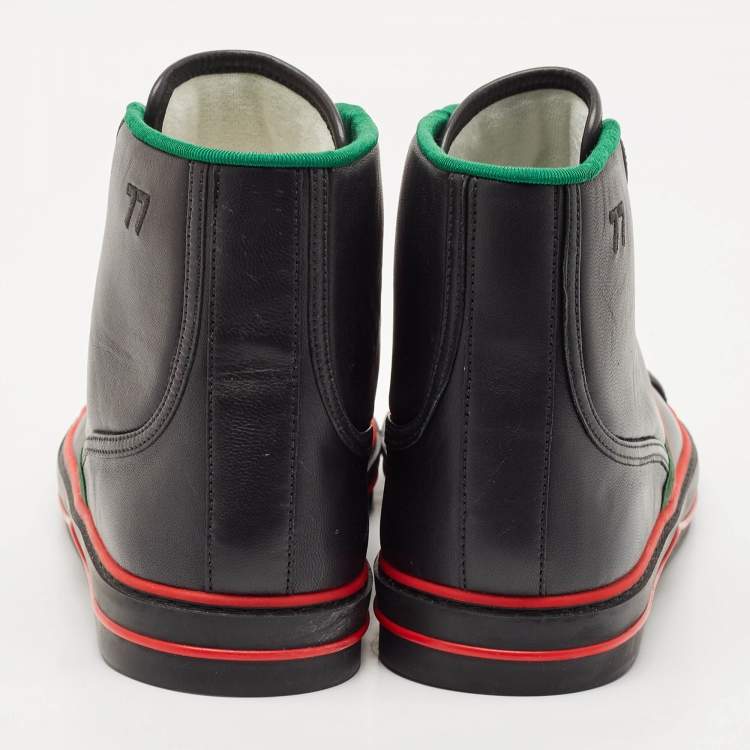 Pre Owned Gucci Black Leather Tennis 1977 High Top Sneakers Size 47