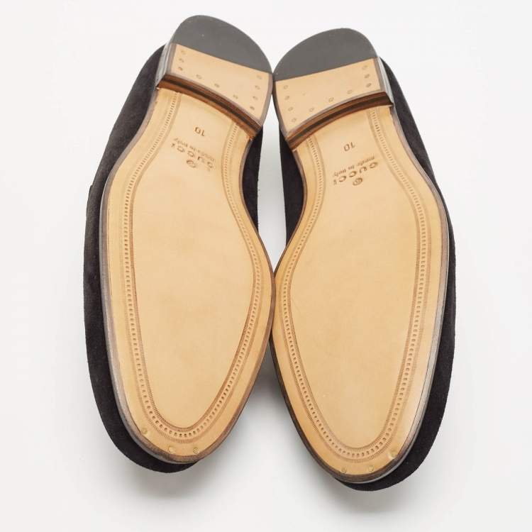 Pre Owned Gucci Black Suede Horsebit Foldable Loafers Size 44