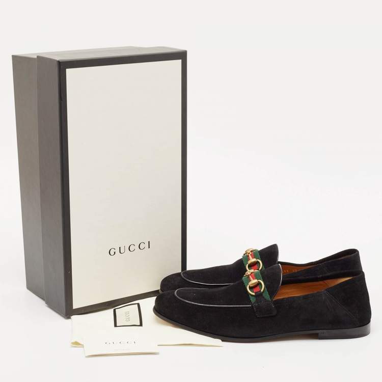 Pre Owned Gucci Black Suede Horsebit Foldable Loafers Size 44