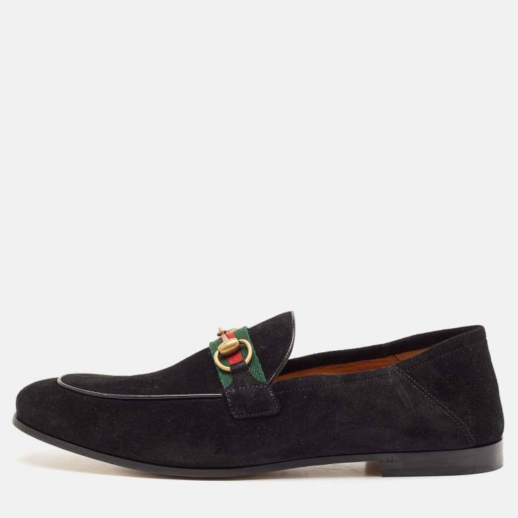 Pre Owned Gucci Black Suede Horsebit Foldable Loafers Size 44