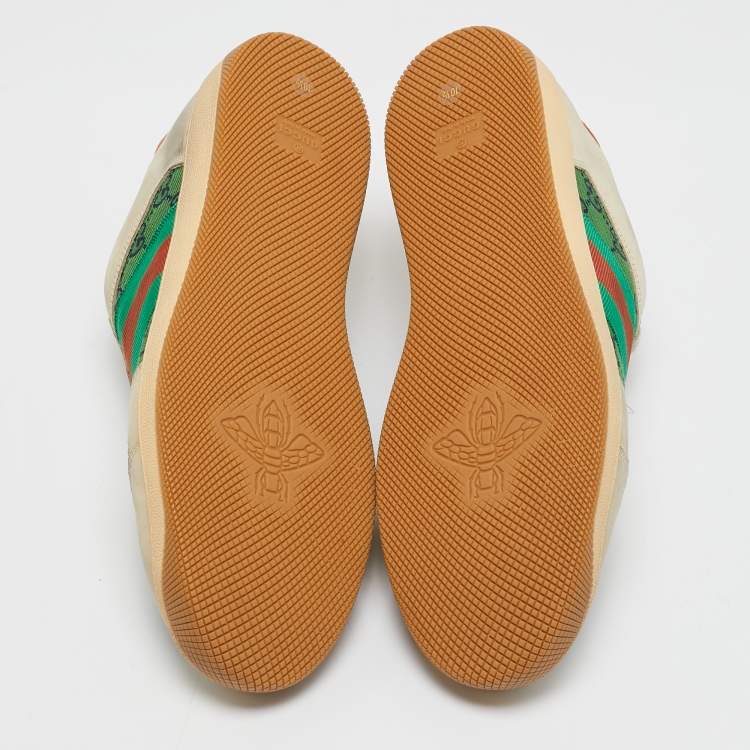 Pre Owned Gucci Multicolor GG Canvas and Nubuck Leather Screener Sneakers Size 44.5
