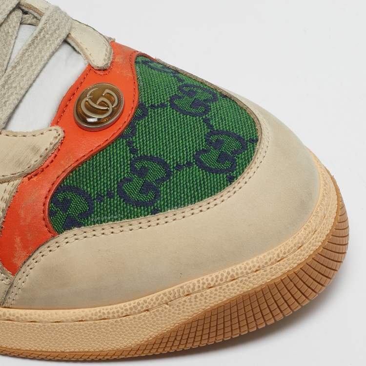 Pre Owned Gucci Multicolor GG Canvas and Nubuck Leather Screener Sneakers Size 44.5