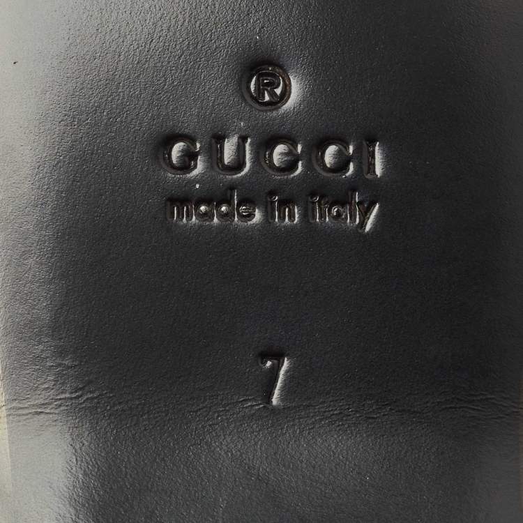 Pre Owned Gucci Black Leather NY Yankees Flat Mules Size 41