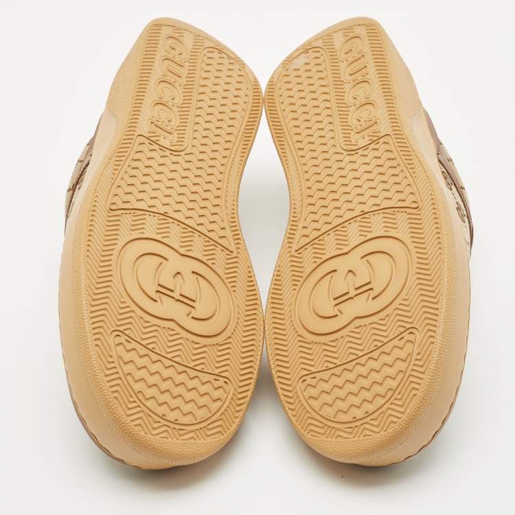 مملوكة مسبقًا Gucci Beige/Brown GG Canvas and Leather Chunky B Sneakers Size 44.5