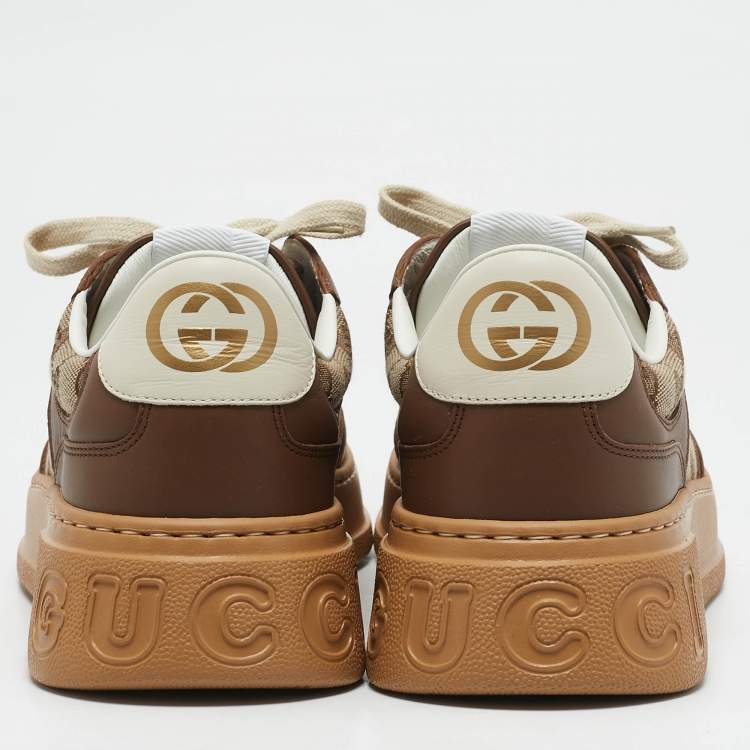 Pre Owned Gucci Beige/Brown GG Canvas and Leather Chunky B Sneakers Size 41