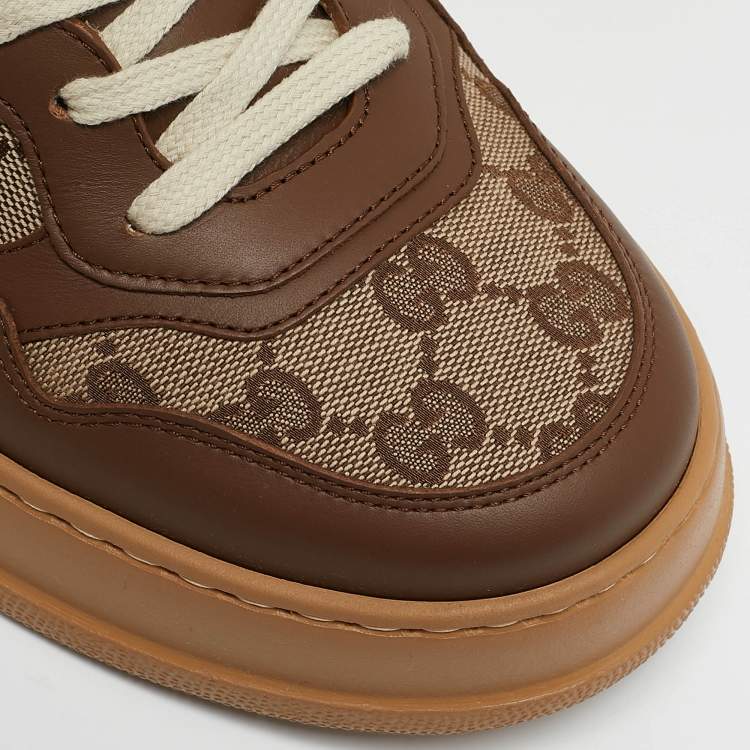 Pre Owned Gucci Beige/Brown GG Canvas and Leather Chunky B Sneakers Size 41