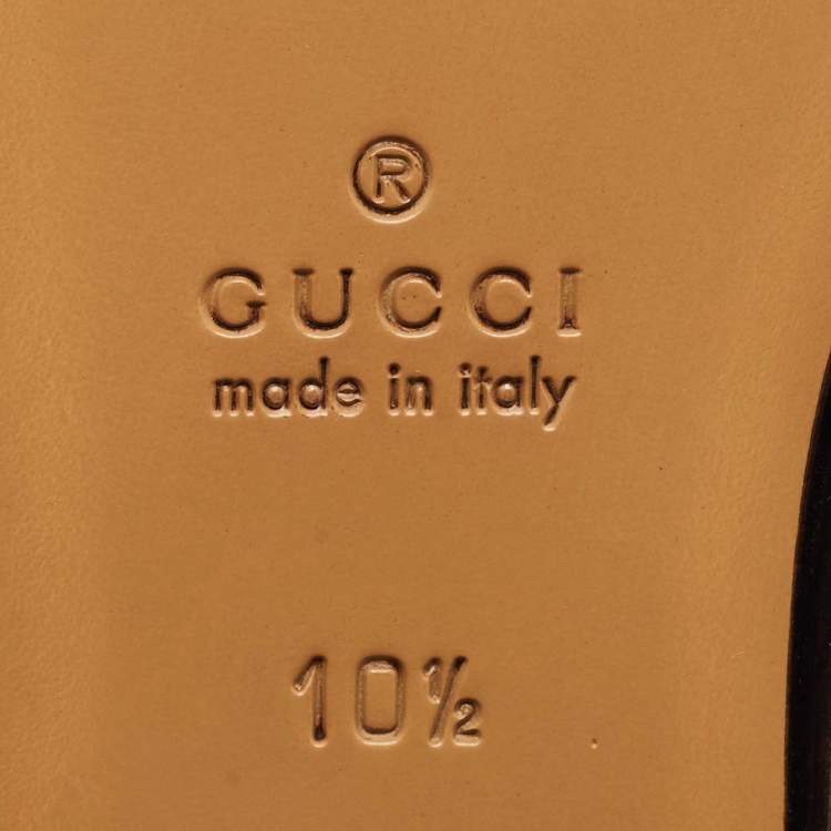 Pre Owned Gucci Black Leather and Fur Lined Princetown Flat Mules Size 44.5