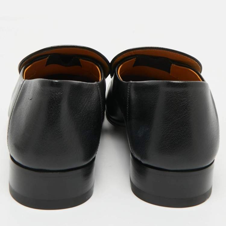 مملوكة مسبقًا Gucci Black Leather Horsebit Foldable Loafers Size 43