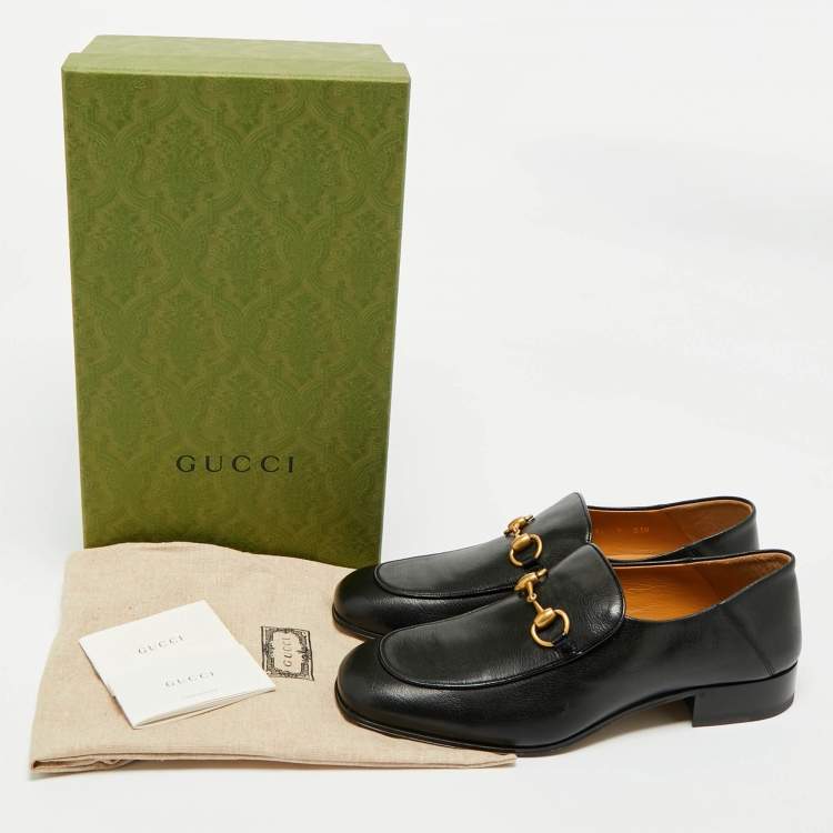 مملوكة مسبقًا Gucci Black Leather Horsebit Foldable Loafers Size 43