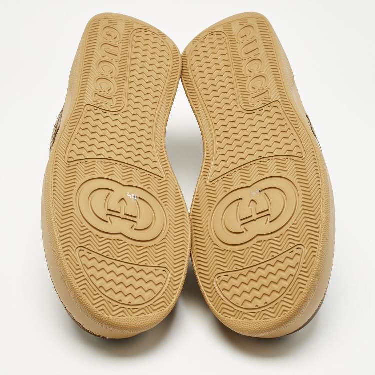 Pre Owned Gucci Beige/Brown GG Canvas and Leather Chunky B Sneakers Size 44.5