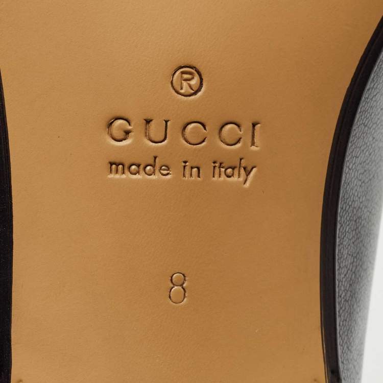 Pre Owned Gucci Black Leather Horsebit Foldable Loafers Size 42
