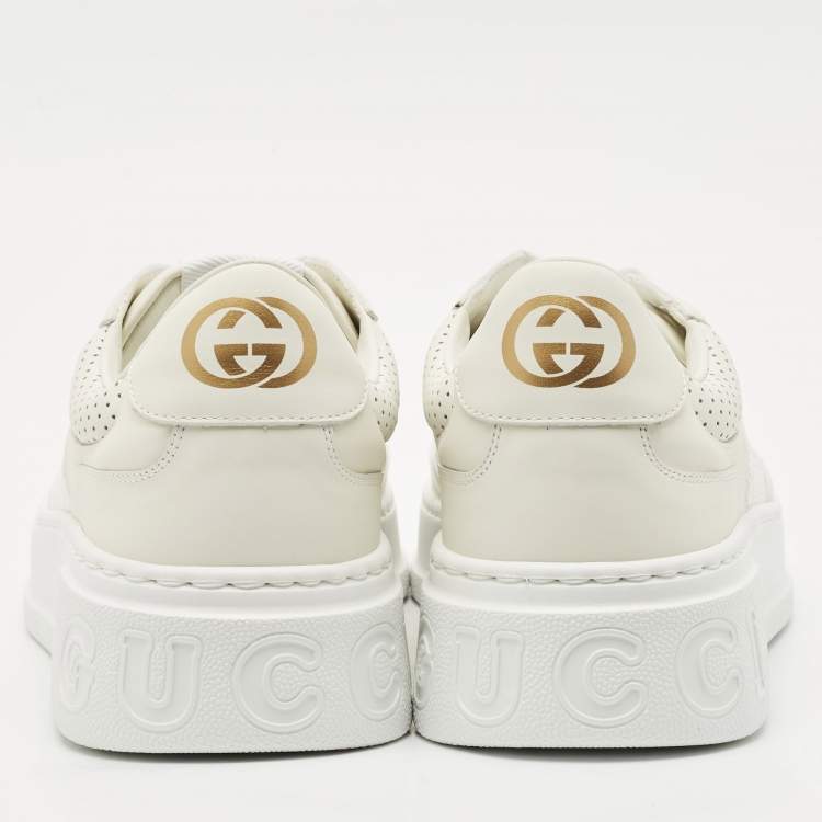 Pre Owned Gucci Off White Jumbo GG Leather Chunky B Sneakers Size 44