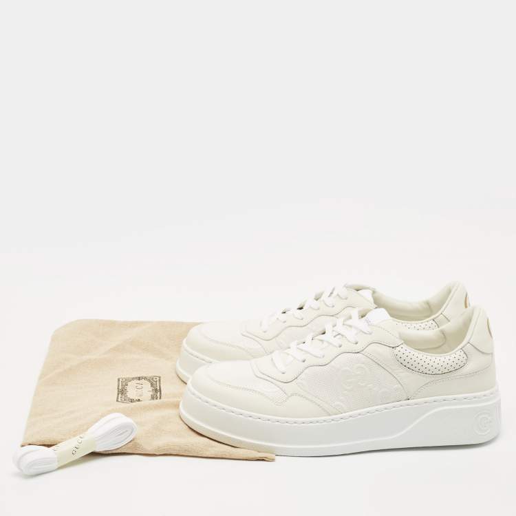 Pre Owned Gucci Off White Jumbo GG Leather Chunky B Sneakers Size 44