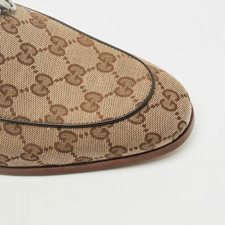 Pre Owned Gucci Beige GG Canvas Jordaan Horsebit Loafers Size 44