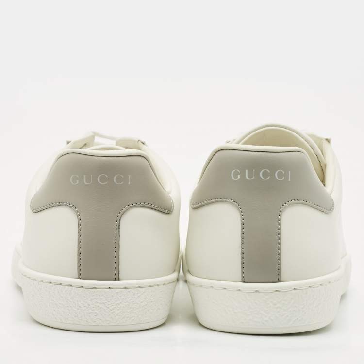 Pre Owned Gucci White Perforated Interlocking G Leather Ace Sneakers Size 42