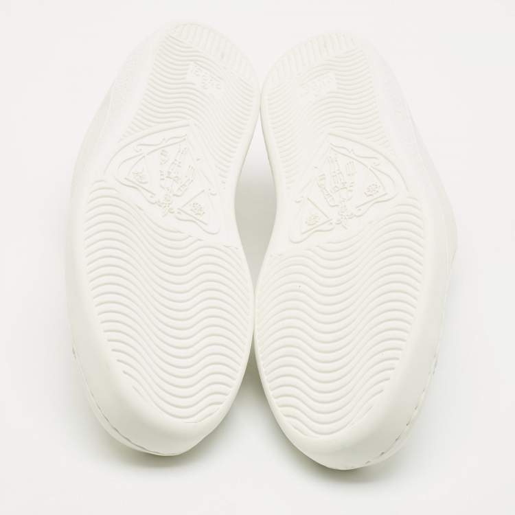 Pre Owned Gucci White Perforated Interlocking G Leather Ace Sneakers Size 42
