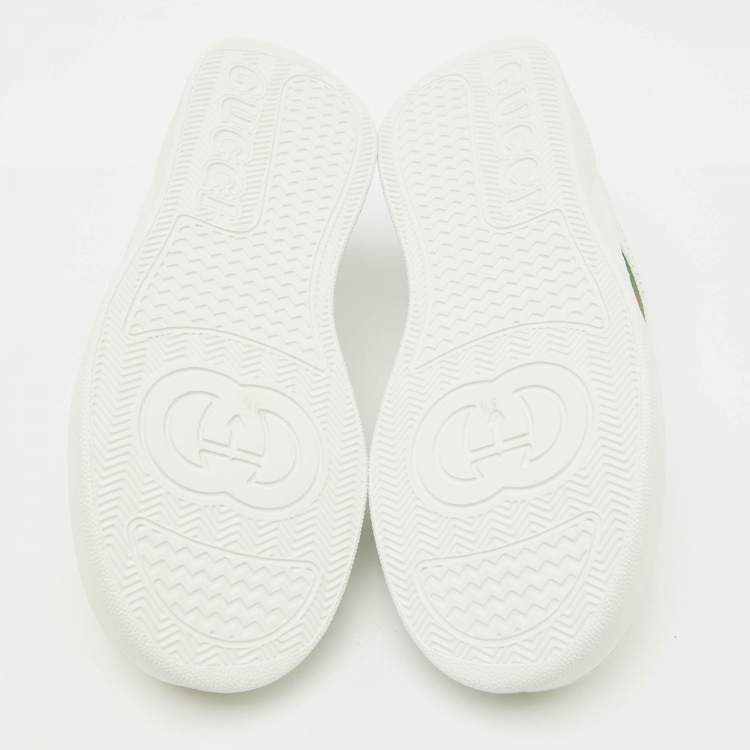 Pre Owned Gucci White Leather Chunky GG Web Low Top Sneakers Size 39.5